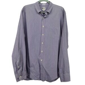 J Crew Shirtings Size L Button Up Shirt Purple White Stripe Casual Dress Cotton